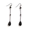 IngeSight.Z Gotische Rote Kristall Lange Quaste Anhängerohrringe für Damen Retro Schwarze Metallgliederkette Hängeohrringe Party Schmuck