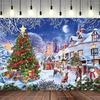 Winter Weihnachtsdorf Hintergrund Heimdekoration Fotostudio Hintergrund Neujahr Schneestadt Berge Hintergrund