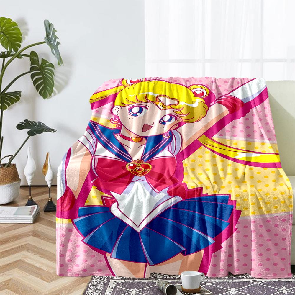 Sailor Moon Theme Printed Blanket - Perfect for Couch, Bed, Travel & Outdoor Use | Machine Washable, Cozy & Durable.