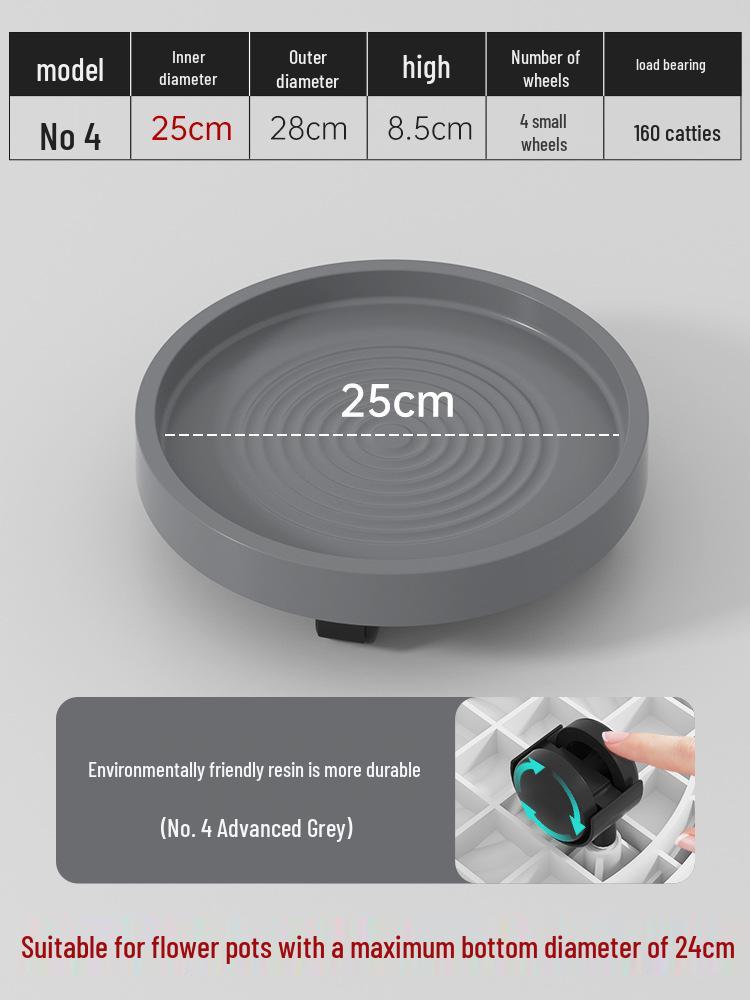 Mobile Flower Pot Tray with Universal Wheels – Green Plastic Plant Base