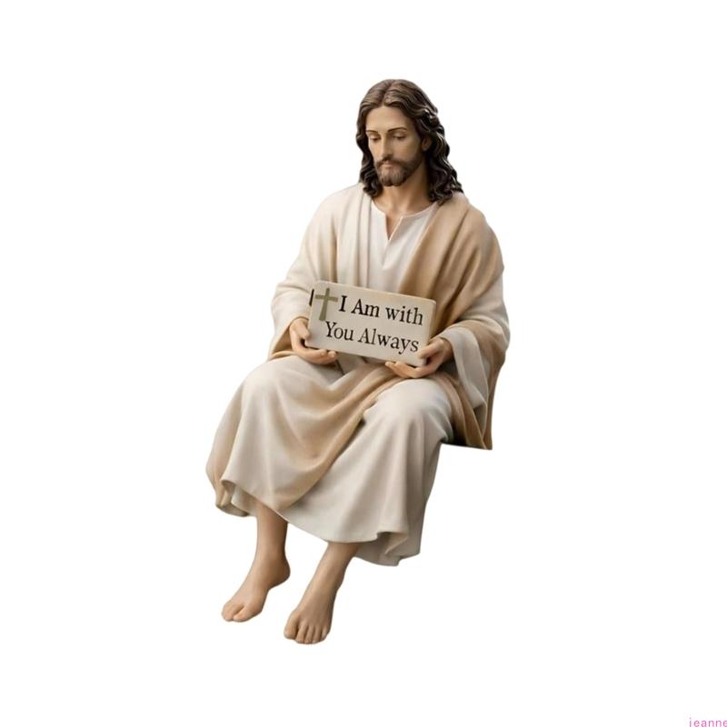 Comforting Christ Figurine Resin Desk Companionship Figurine for Christian Car Dashboard and Home Office Table Decors Gift 1pc