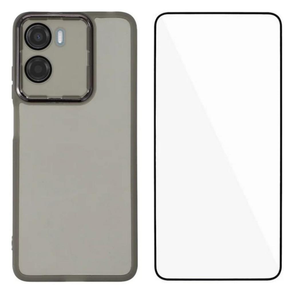For Motorola Moto G05 4G TPU Case WANLONFENG DKSM Series Electroplated Frame Back Cover with Tempered Glass