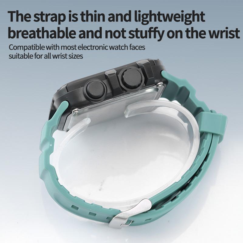 Square Military Digital Watch for Men Silicone Strap Multifunction Sports Electronic Wristwatch Outdoor Student Daily Watch