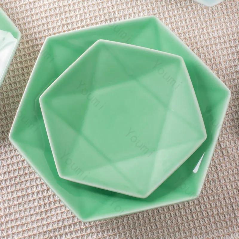 Creative Solid Color Ceramic Plates Chinese Style Restaurant Dessert Plate Seafood Sushi Dining Plate Unique Household Tableware