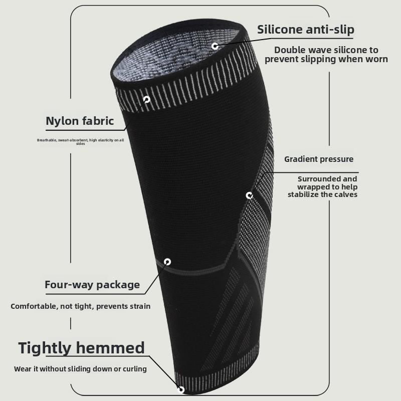 Sportliche Kompressions-Beinmanschette, Laufen, Basketball, Sportliche elastische Kompressions-Wadenmanschette, Klebeapplikation, Rutschfest, Radfahren, Kompressions-Beinmanschette