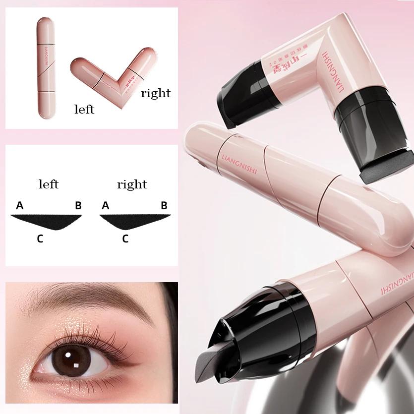 Eyeliner Stamp Rotante Integrato Nero Marrone Doppia Punta Fai da Te Eyeliner Stencil per Ala Impermeabile a Prova di Sbavature Lunga Durata Penna Liquida