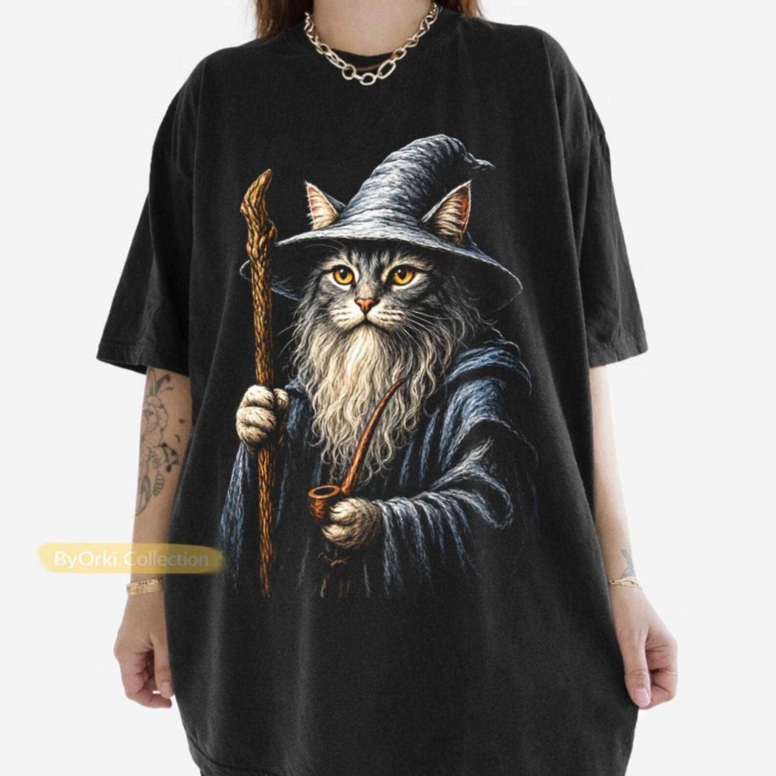 Wizard Cat T shirt, Catdalf Wizard Shirt, Vintage Magical Wizard Kitty Tee, Cat Wizard Shirt, Funny Cat Meme Top, Cute Cat Lover Gift 3XL