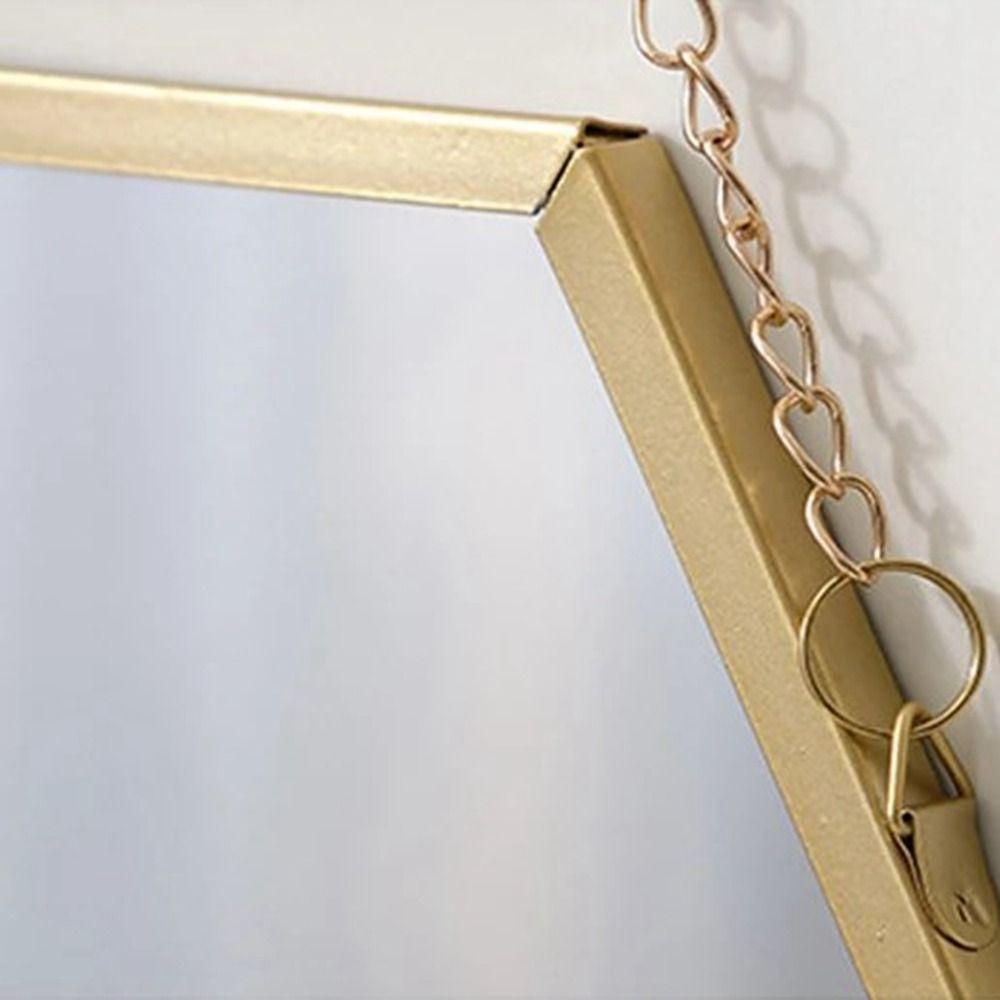 Iron Craft Wall-mounted Mirror Hexagon Shape Hanging Cosmetic Mirror  Bedroom