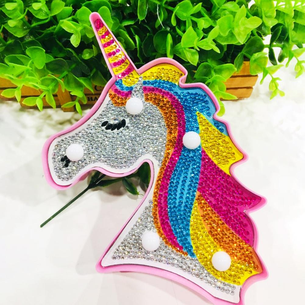 Creative DIY Full Drill Diamond Painting Horse Model LED Light Home Bedroom Decorative Animal Night
