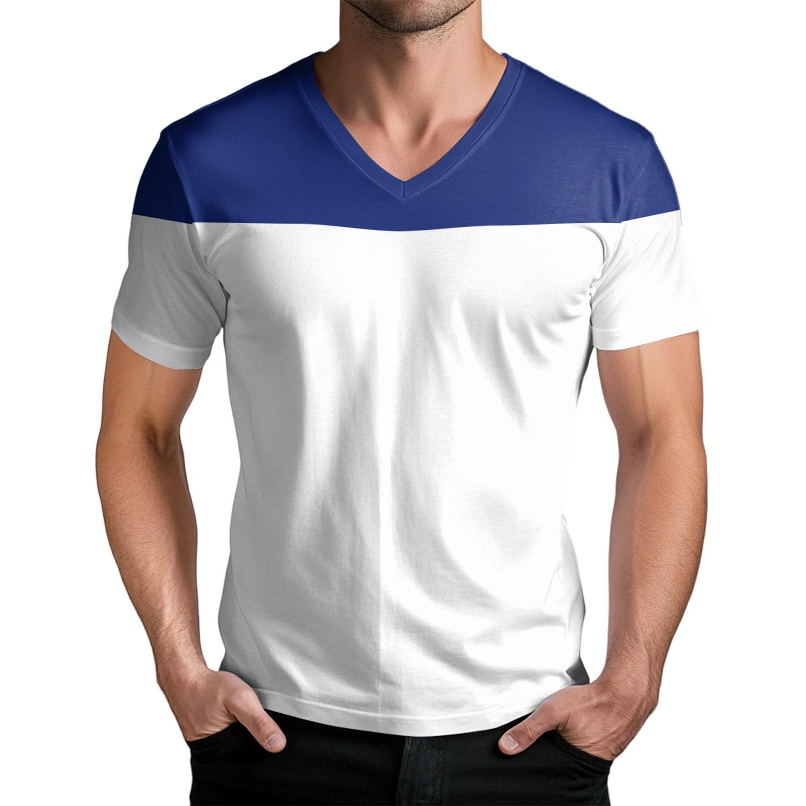 

Мужская модная футболка с коротким рукавом и V-образным вырезом XL белый