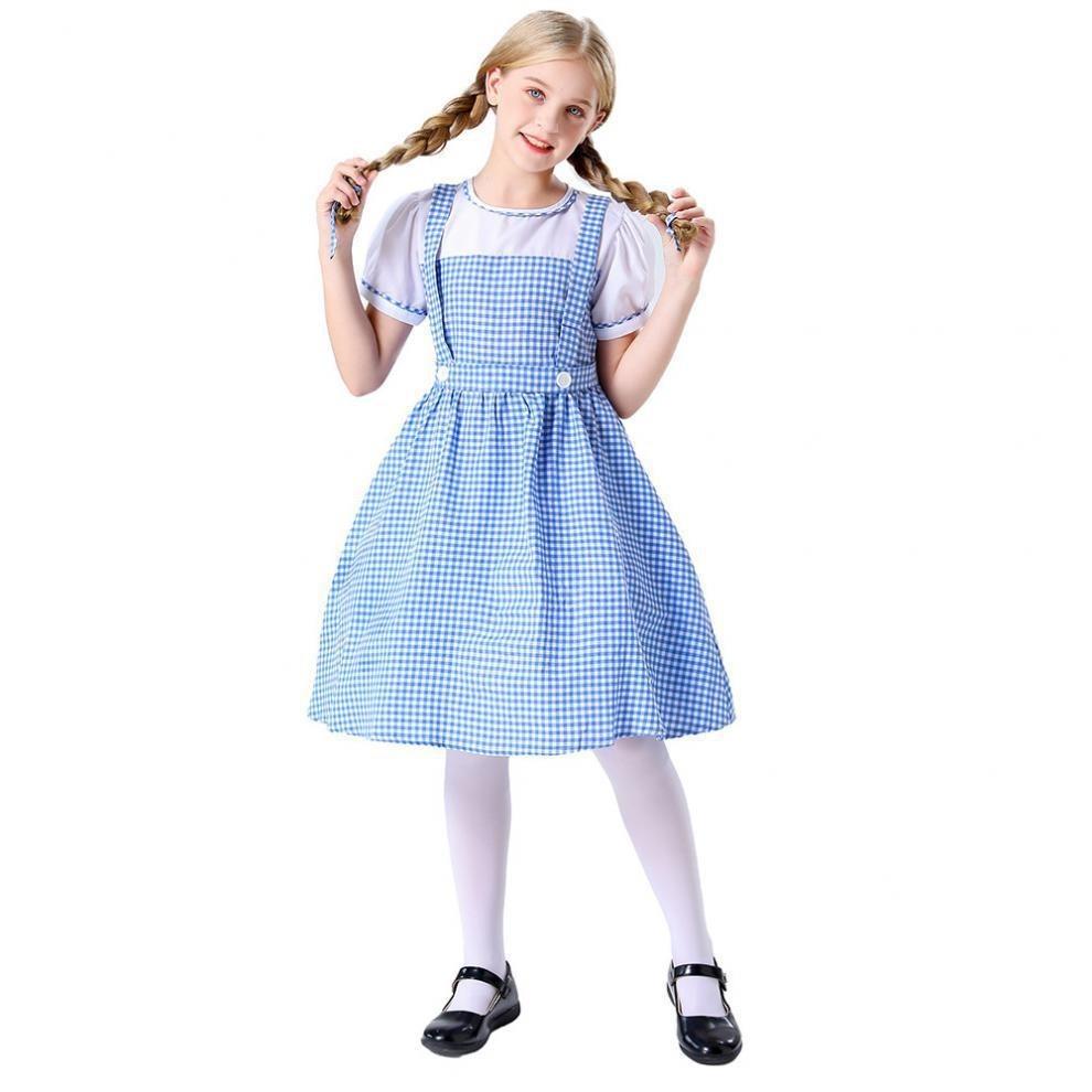 Wizard The Of Oz Dorothy Gale Blue Checkered Roleplay Dress Halloween Costumes