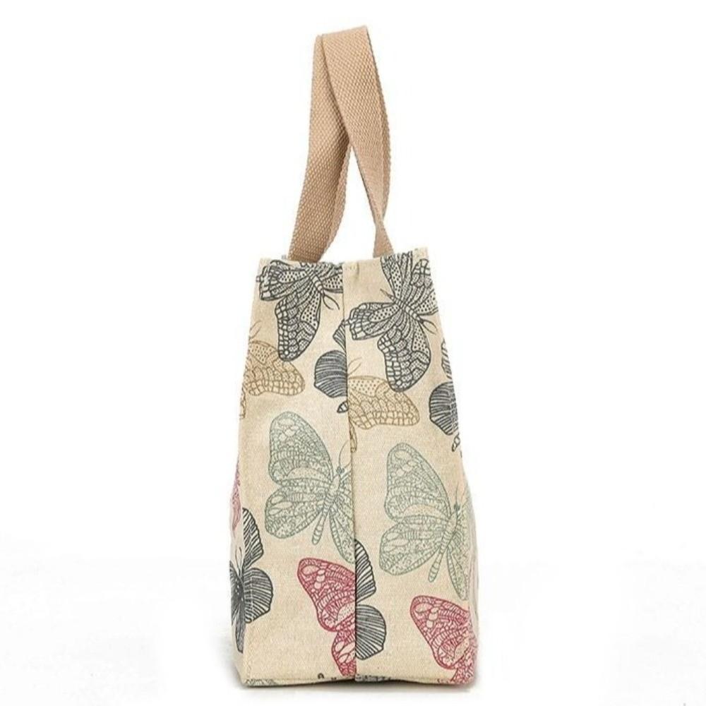 Large Capacity Lunch Bag Thermal Insulation Portable Mommy Bag Butterfly Print Bag Lunch Storage
