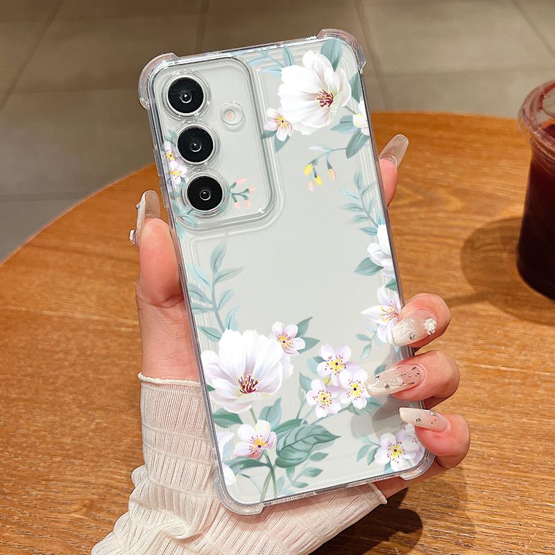 Flowers Floral Pattern Phone Case For Samsung Galaxy S26 S25 S24 S23 Ultra S22 Plus S21 S24 S25 FE Clear Shockproof Soft Cover