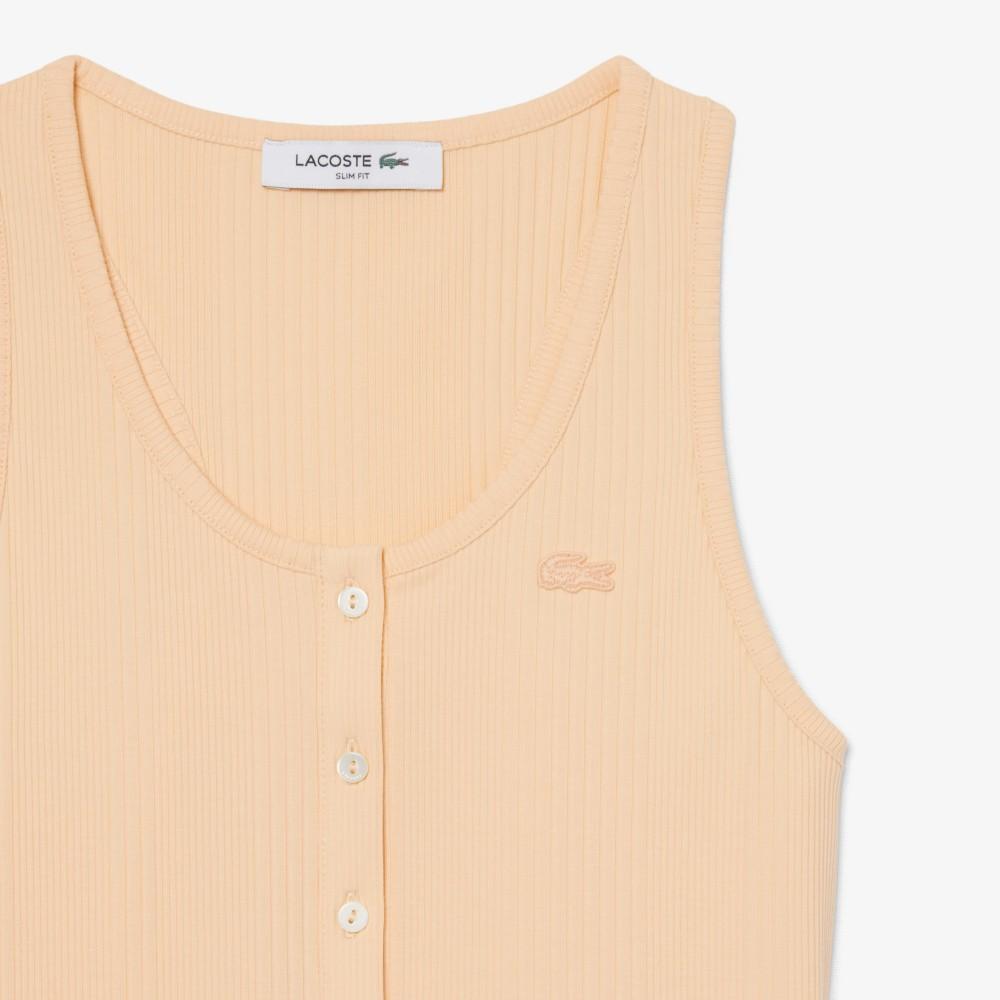[Lacoste] Women's Ribbed Henley Neck Sleeveless TF9876-56GBIG