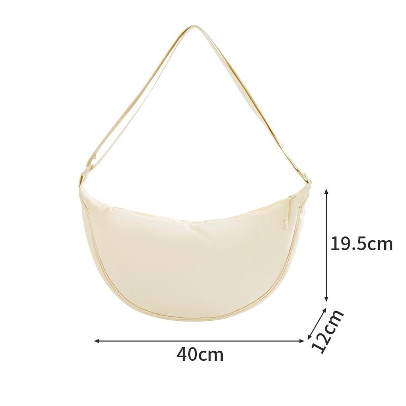New Simple and Casual Solid Color Nylon Large Capacity Men Women's Dumpling Bag Shoulder Bag for Travel and Commuting Unisex Hobo Bags