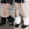 Fuzzy Faux Furs Leg Warmers Furs Heels Long Boots Cuffs Cover Has Elastic One Pair Carnivals Boot Cover Y2K JK Uniform
