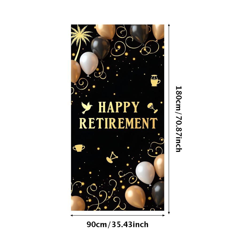 Happy Retirement Banner Balloons Retirement Theme Party Celebration Decoration Backdrop Photography Background Prop Wall Poster