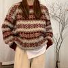 Lazy wind sweater women's autumn and winter new student loose and thin pullover round neck knitted top women