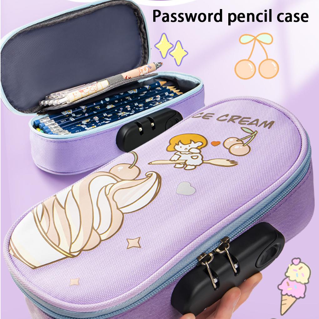 Password Pencil Case Multifunctional Pencil Case Large Pouch For Student Password Pencil Case With Lock Pencil