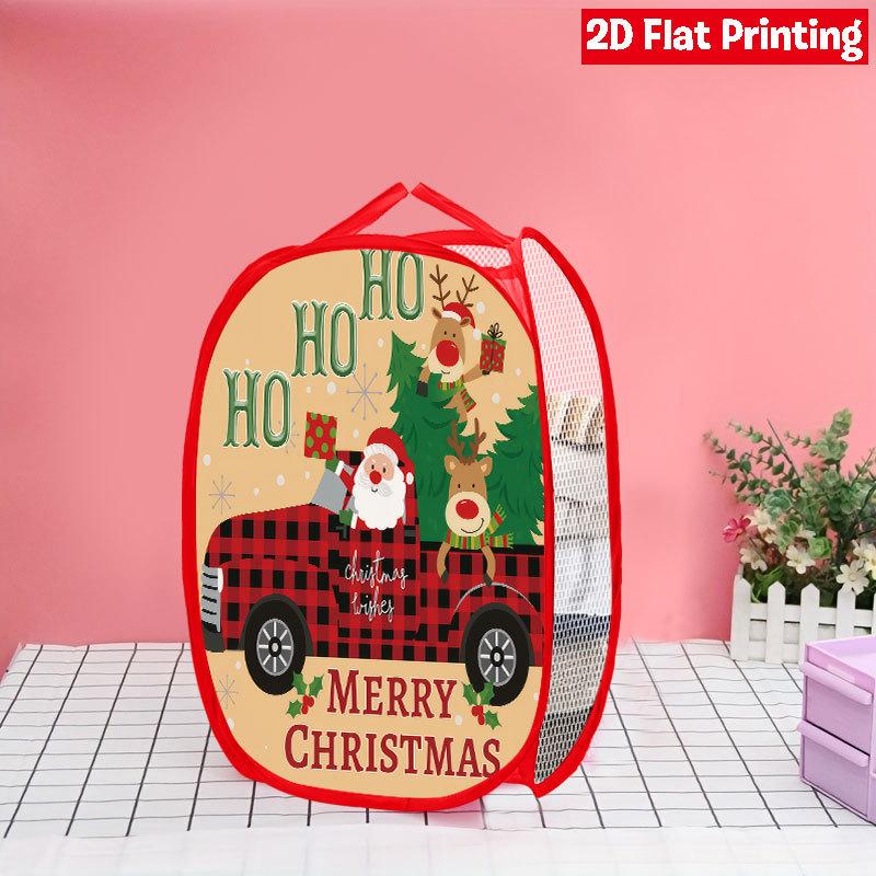 1Pcs Christmas Faceless Gnome Pop-Up Laundry Hamper Expandable Mesh Hamper Basket for Room Bedroom Bathroom Organization Contemporary Storage