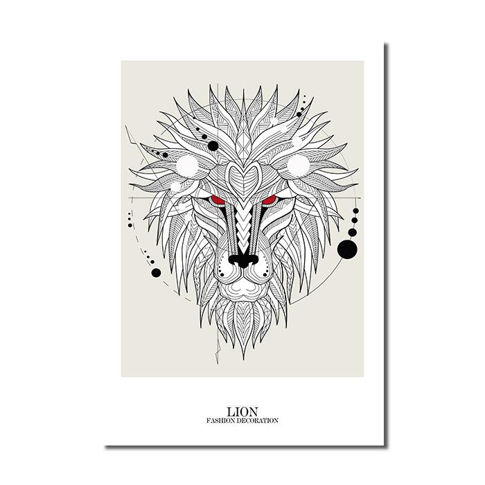 Abstrakte geometrische Tiere Leinwand Malerei Löwe Eule Wolf Poster Nordic Print Wandkunst Bilder für Wohnzimmer Moderne Wohnkultur