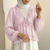 ZANZEA Women Elegant Lace Splice V-Neck See Through Long Sleeve Cover Up Blouse