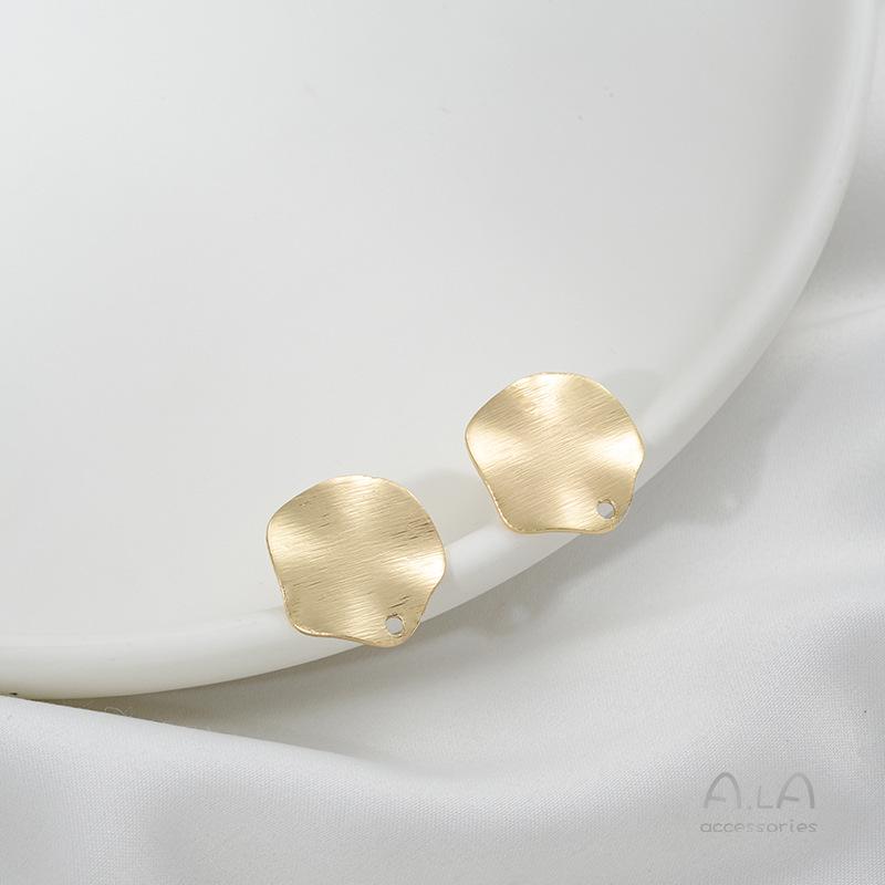 14K Gold Filled Lotus Leaf Irregular Dangle Earrings with 925 Sterling Silver Studs