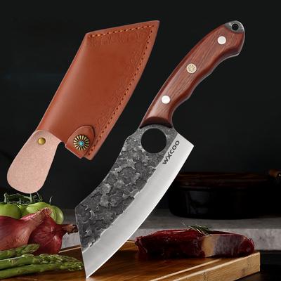 Cutelo de cozinha para cortar carne, peixe, faca de açougueiro forjada, descascar, desossar, afiada, chef, ferramentas de cozinha com capa
