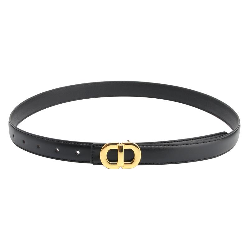 Women's High-End Gold Double D Waist Belt - Trendy Fashion PU Belt for Jeans