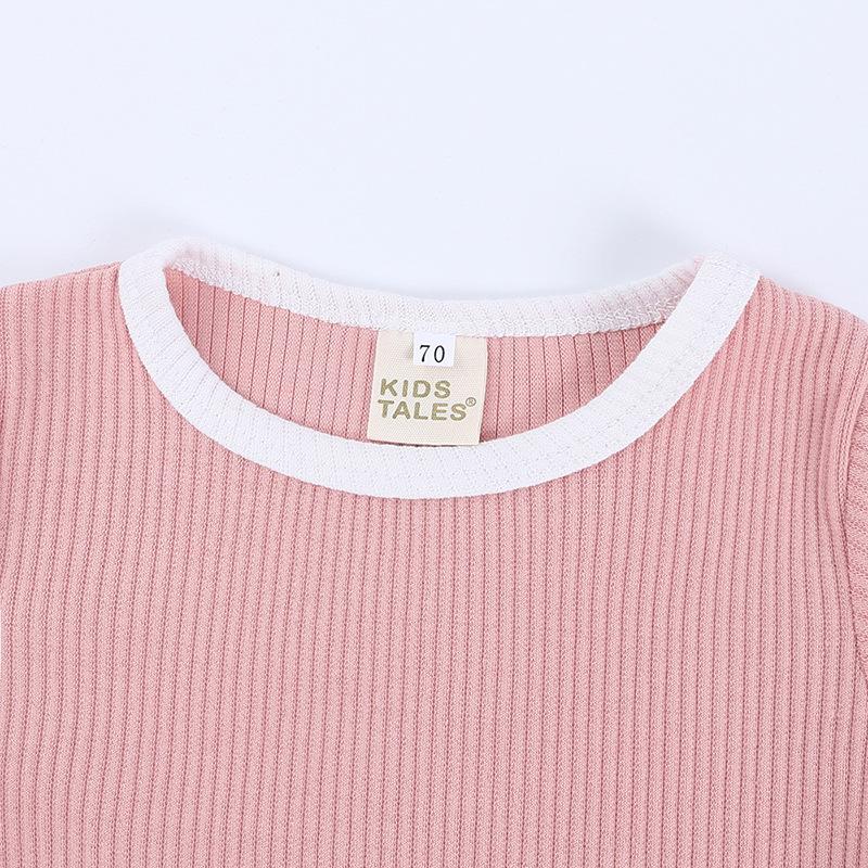 Casual Solid Color Baby Grils Clohting Set Summer Cotton Short Sleeve Tops+ Shorts O-neck Toddler Clothes Sets