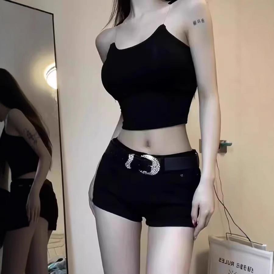 

Trendy Women s Black Denim Low-Waist A-line Shorts, Summer 2025 Korean Style L