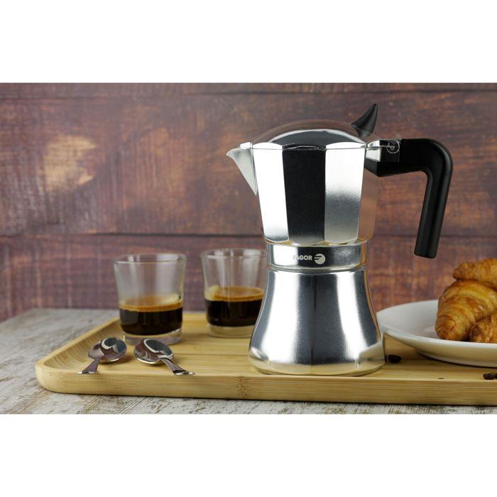 Cafetière Expresso Italienne Induction Aluminium 6 Tasses Café, Vitrocéramique FAGOR Cupy Argent 00444