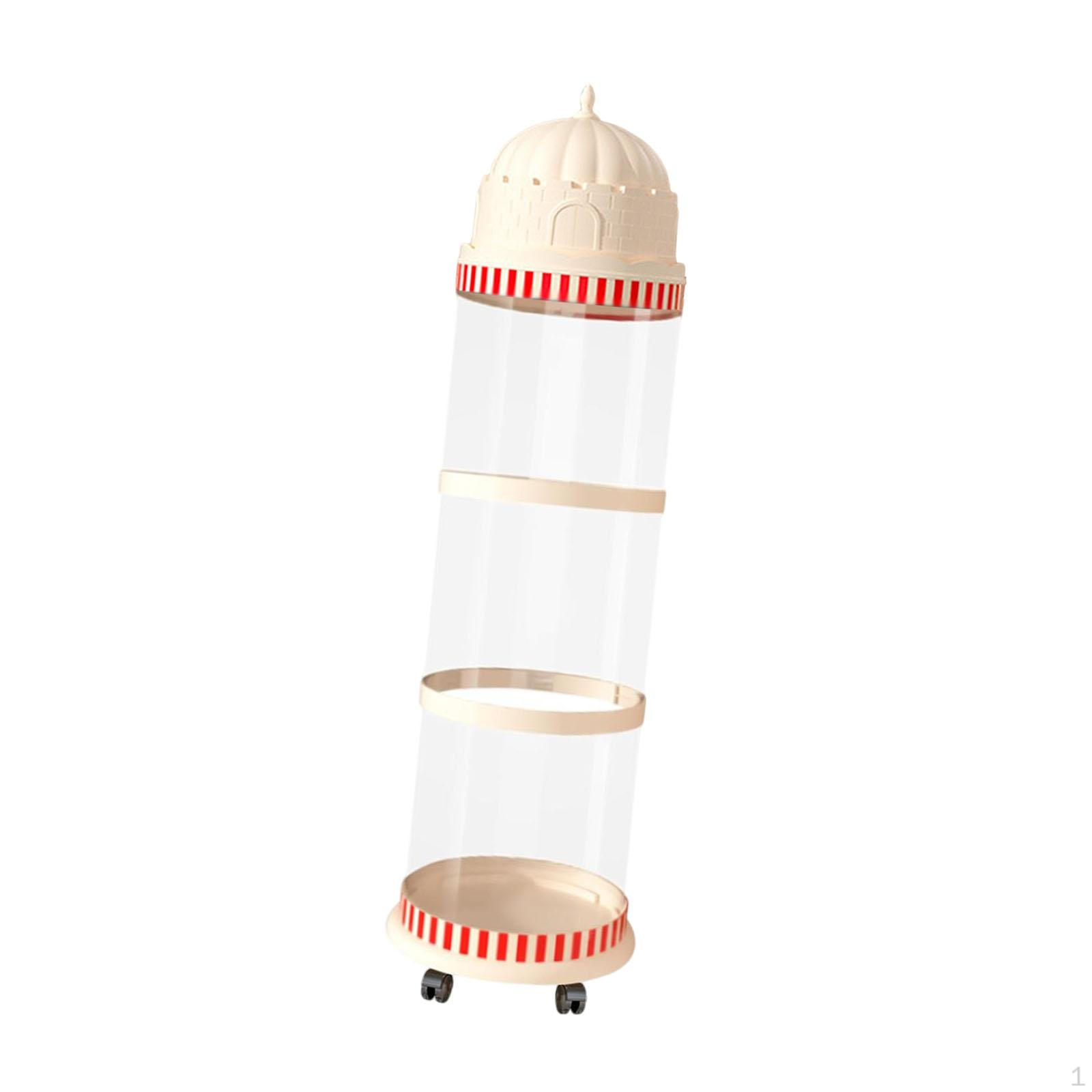 

Toy Organizer Storage with Wheels Dust Cover Vertical Zoo Holder Castle Design for Toys Playroom 3 layers