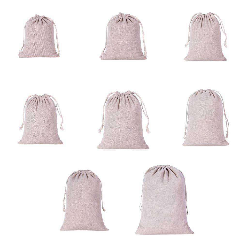 Cotton Linen Storage Bag Reusable Solid Color Sundries Underwear Household Drawstring Pouch Pocket Accessories