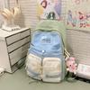 Nylon Student Backpack For Girls With Breathable Design And Geometric Pattern For School And Daily Use