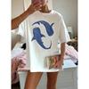 Blauer Walhai Einfache Druck T-Shirts Damen Sommer Tops Bequemes O-Ausschnitt T-Shirt Mode Lässige Damenbekleidung Beliebt
