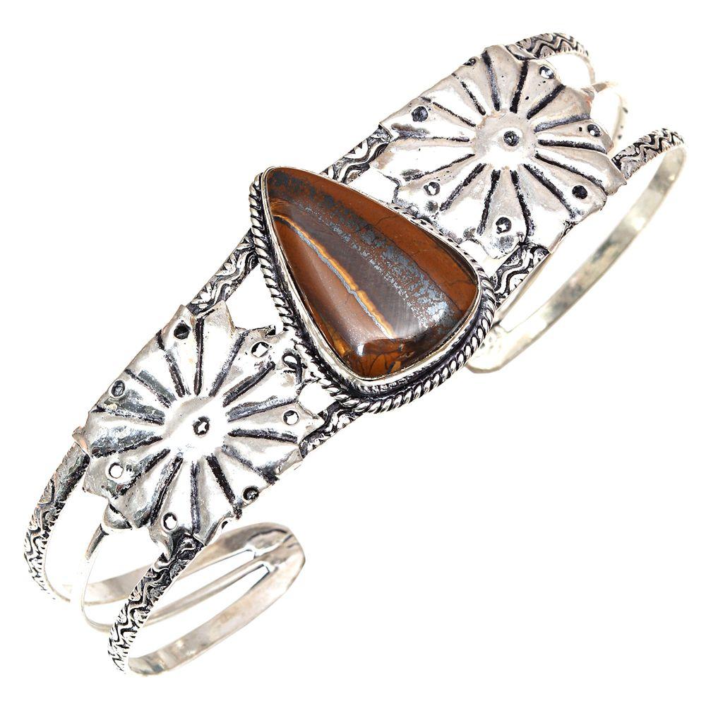 

Iron Tiger Gemstone Handmade Jewelry Cuff Bracelets 7 Adjustable