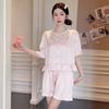 Pajamas Women's Short-sleeved Shorts Set Summer New Women's Pajamas Korean Version Lace Round Neck Fresh and Breathable Loungewear