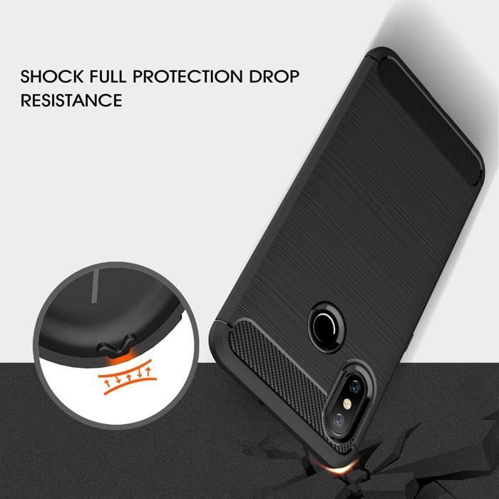 Fibres de Carbone Resilient TPU Antichoc Coque Protection Armure Case pour Xiaomi Mi 8 6.21" - Noir