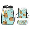 Cartoon Capybara Pattern Backpack Shoulder Bag Pencil Case Three Piece Set