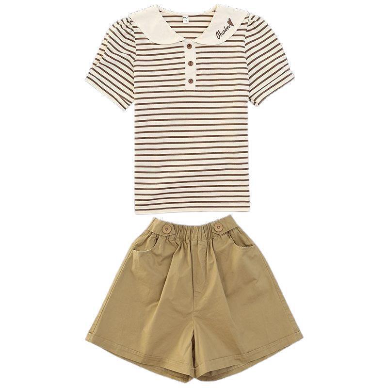 Summer Girls Clothing Sets Fashion Casual Short Sleeve T-shirts + Short Pants 2PCS Cute Children Clothes Suits 8 10 12 14 Y
