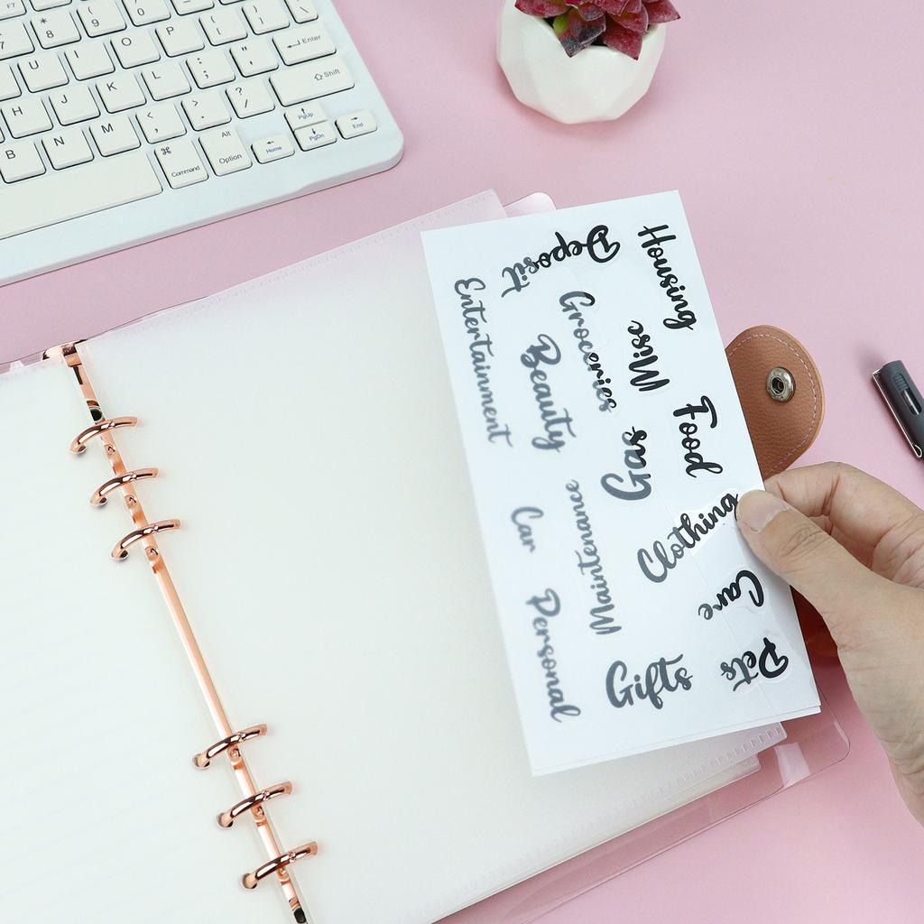 A5 A6 A7 5Pcs Binder Pockets Binder Zipper Folders for 6 Ring Notebook Divider Page Waterproof PVC Leaf Document Filing Bag