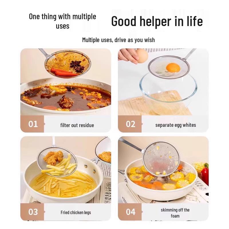 Kuchyňská naběračka/cedník z nerezové oceli 304 - Malá na horký hrnec, Velká na smažení