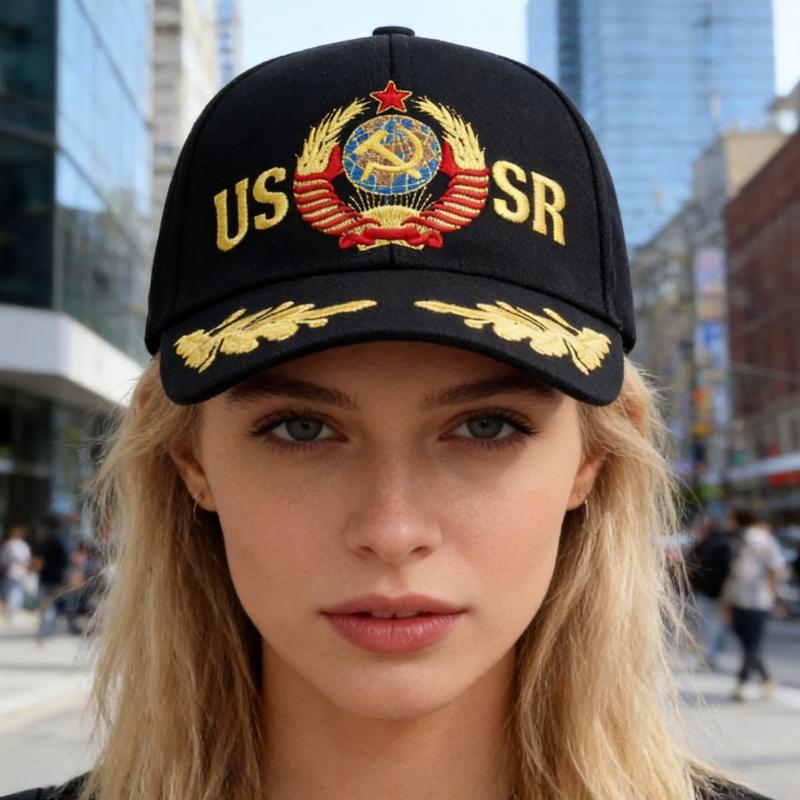 Soviet Union Letters Embroidered Cotton Baseball Cap Adjustable Fashion Outdoor Hat For Men And Women