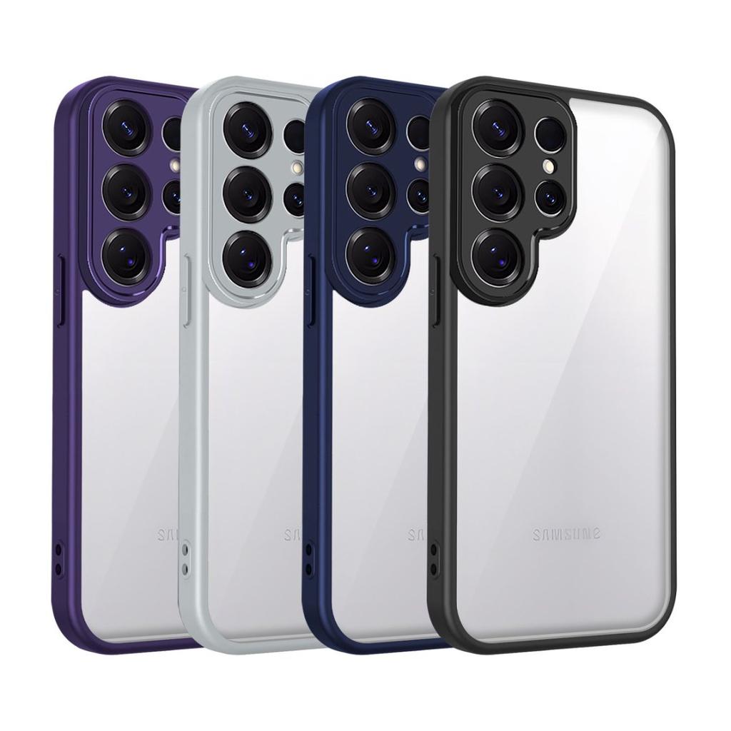 Clear Soft Frame Phone Case for Samsung Galaxy S25 S24 S23 S22 Plus Ultra S21 S20 FE Shockproof Protect Cover Hard Acrylic Shell