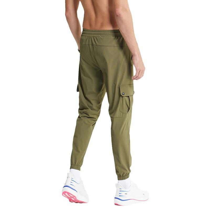 Men's Summer Quick-Dry Elastic Sports Pants, Loose Fit, Four-Way Stretch, Cuffed Ankle, Casual Fitness Wear