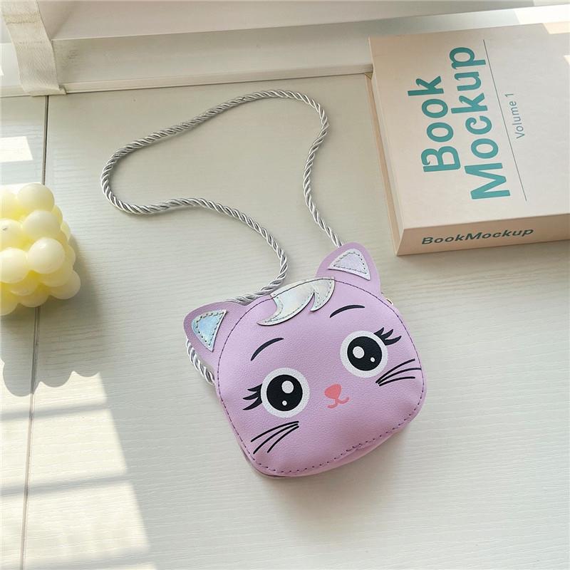 Adorable Cartoon Cat Girls Shoulder Bag 2024 New Fashionable Kids Purse