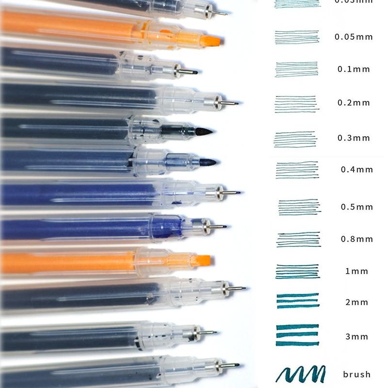 Penna Fineliner Vuota Ricaricabile Multitaglia Marcatori da Disegno Pennello da Schizzo Punta Fine Penna per Lettering Anime Forniture d'Arte Cancelleria
