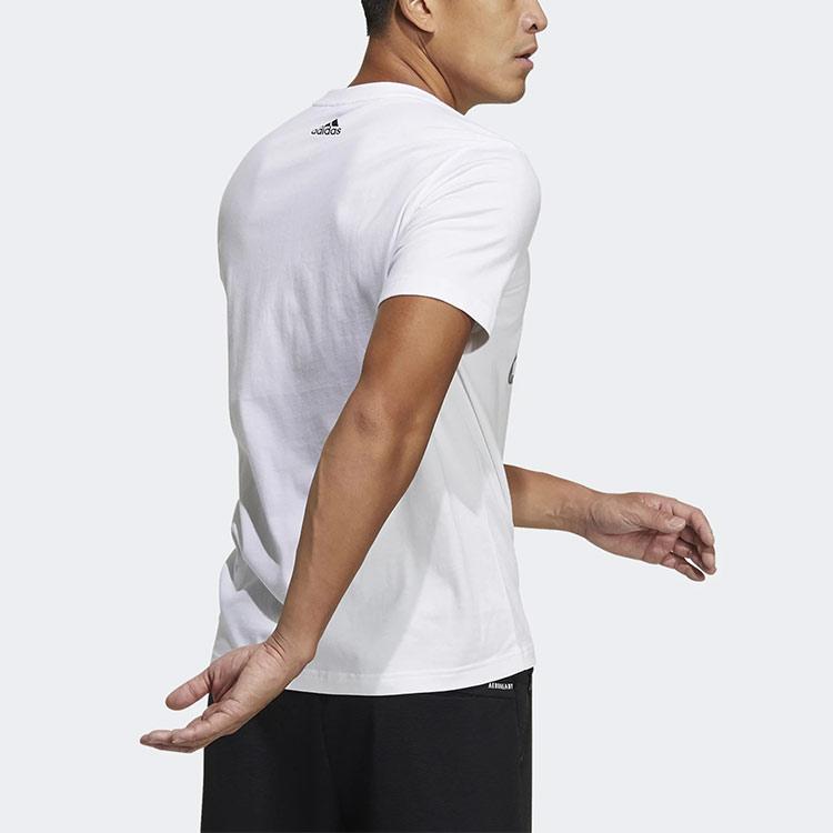 Adidas Logo Print Sports Crew Neck T-Shirt Men Tops White GP0973