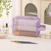 Fashion Portable Cosmetics Storage Bag Mesh Heart Makeup Bag Toiletries Bag Women